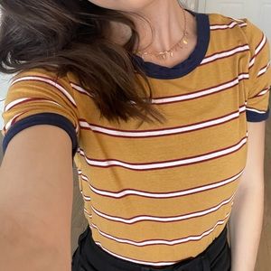 Gaze Yellow and White Striped T-shirt Size Small